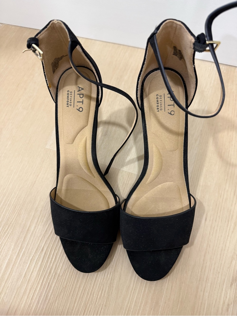 Apt. 9 Black Suede Open-Toe Ankle-Strap Heels